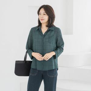 엄마옷 마담4060 고방체크포켓셔츠 데일리 중년여성 -ZBL2509046-