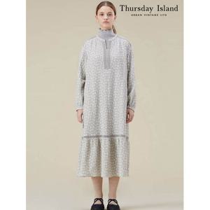 [써스데이아일랜드]레이스 배색 A 라인 원피스(T238MOP234W)