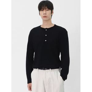 [빌리버스] 남성 캐주얼 구김방지 헨리넥 골지 스판 슬림 긴팔티 논아이론 BYM014