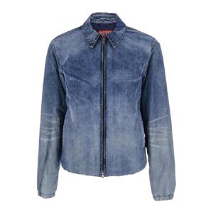 DIESEL Blue Jacket with Classic Collar and Distressed Effect in Fabric Man A206080QMBH01A