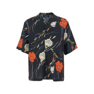 AMIRI Black Bowling Shirt with Cuban Collar and All Over Floral Motif in Viscose Man AMSTCA1187BLACK
