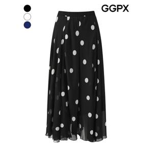 [GGPX]빅 도트 쉬폰 롱 스커트 (GP8SK006F)