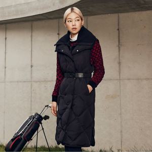 [JDX] 여성 빅 카라 롱다운 베스트(X1WVU8152BK)