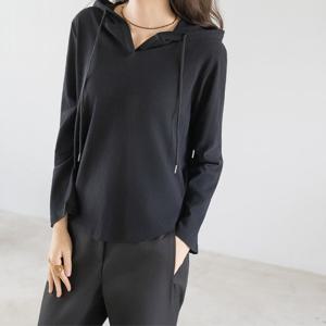 엄마옷 마담4060 모던베이직 렌티반오픈후드티셔츠 여성티셔츠 데일리룩 -ZTE2509058-