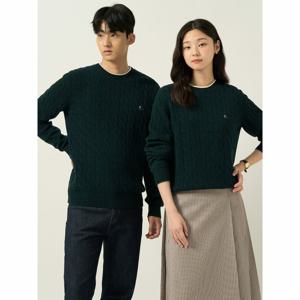 [빈폴] [Essential] 남녀공용 케이블 라운드 니트  그린 (BC5951E05M)