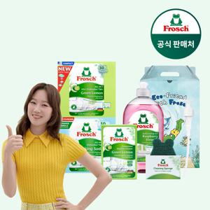 [프로쉬] 식기세척기세제(오리지널or미니)2개+식세기클리너1개+주방세제(랜덤)1개+펌프+수세미+기프트박스