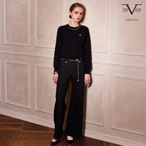 V19.69 ITALIA 25F/W 골드컬러체인 벨티드 세미와이드 팬츠