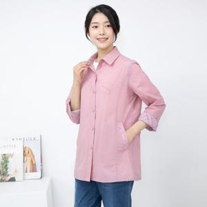 여성 엄마옷 모슬린 체크 카라 7부 자켓 JK305017 중년여성의류/50대/60대/마담/빅사이즈/할머니옷