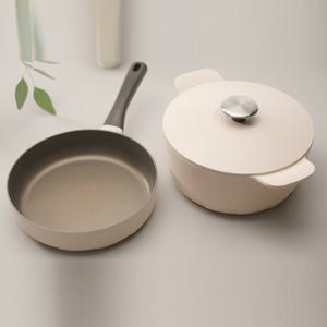[홈앤단독] 락앤락 통주물 웨이브 IH 24cm 2종 세트(주물양수+ 주물팬)