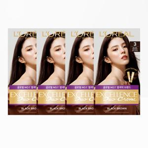 ★단독기획★ [로레알파리] 엑셀랑스 듀오크림 염모제 4개 세트+스누피 타올 1장(랜덤)+스크런치(곱창끈)
