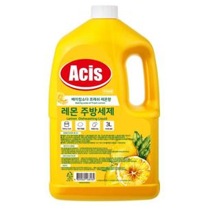 아키스 베이킹소다 주방세제 레몬 대용량 3L 1개 천연유래 1종