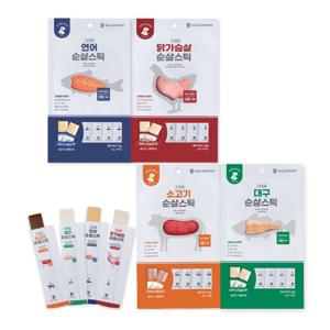 골드로니 그대로 순살스틱 버라이어티팩 4개입 세트(닭가슴살,소고기,연어,대구)