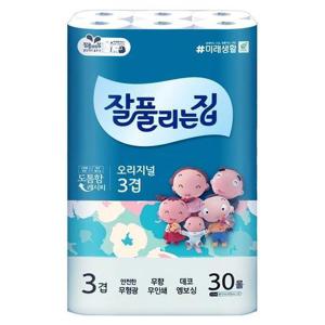 잘풀리는집 오리지널 3겹 롤 화장지 30롤 휴지 (WFF331E)