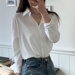 [끌레아]여자 화이트 블랙 면접 셔츠 여성 루즈핏 블라우스 남방 흰색 링클프리 셔츠