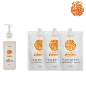 NEW삶은것처럼 1종 살균 주방세정제/살균&세정을 한번에/본품600mlX1개+리필600mlX3개
