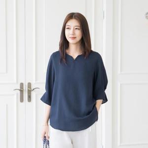 엄마옷 마담4060 여름블라우스 블라우스솔리핀턱-QBL2506022-