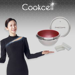 블랙큐브 쿡셀 홀로그램 큐브 레드가마솥 22cm+유리뚜껑22cm, 실리콘손잡이2P