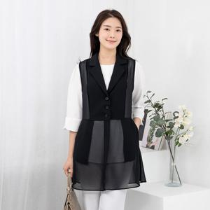 여성 엄마옷 쉬폰 카라 정장 조끼 VE403113 중년여성의류/50대/60대/마담/빅사이즈/할머니옷