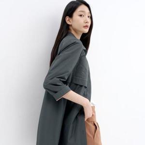 [지센][지센] 카라 배색 스티치 코트 LCCAN325_DE