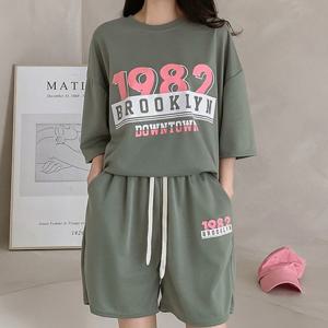 H스타일(SET)SET60다운타운세트 봄 여름 여성 반팔 트레이닝복세트 츄리닝셋트 반바지셋업 홈웨어