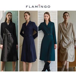 [후라밍고] 25FW 테일러드 어텀 플리츠 원피스 3PCS (원피스+스카프+벨트)