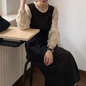 [르뚜앙]나굴다 봄 가을 결혼식 하객원피스 오피스룩 상견례 블랙 롱 원피스