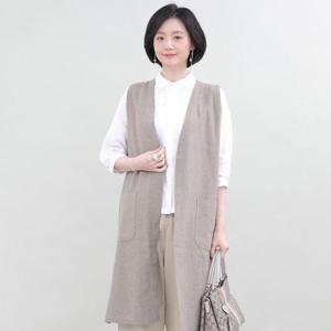 [애비뉴투지]엄마옷 소담 린넨 마 여성 봄 여름 오픈 롱 정장 조끼 베스트 V05306 50대 60대 중년여성