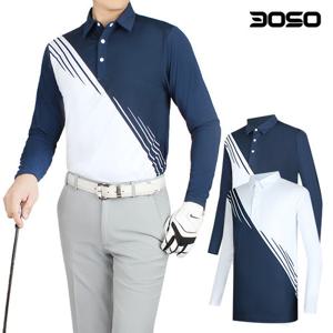 골프웨어 남성 봄 가을 사선배색 남자 골프티셔츠/HSGU
