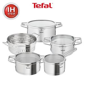 [테팔] 인덕션 노르디카 냄비 5종 세트 (편수16cm+양수18cm+양수20cm+곰솥24cm+찜기(스티머)24cm)