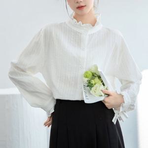 [블랙퀸]마감할인 로디 라인 러플 카라 소매 블라우스 blk002976