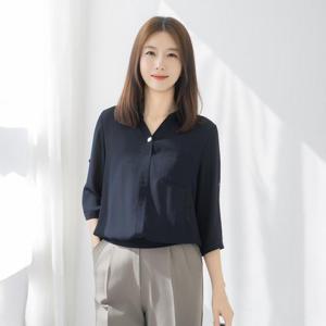 엄마옷 마담4060 반오픈시보리블라우스-QBL2508005-