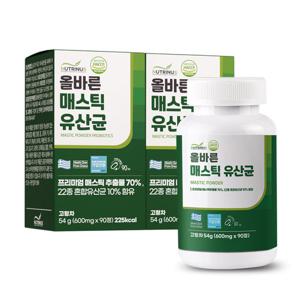 뉴트리너스 올바른 매스틱 유산균 (600mg x 90정) 2통 + 쇼핑백증정