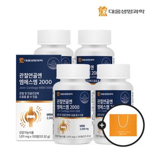 [대웅생명과학] 관절연골엔 엠에스엠 2000 120정 4박스(8개월분) + 쇼핑백 / 관절 연골 MSM 100% 식이유황
