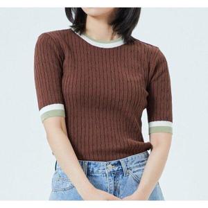 [미쏘][미쏘]배색 잔 케이블 스웨터(MIWKAA817T)