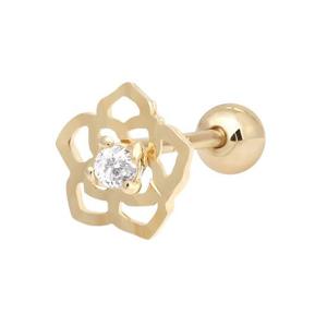 14K 큐빅 골드로즈 장미 꽃 피어싱 금 귀걸이 TR253