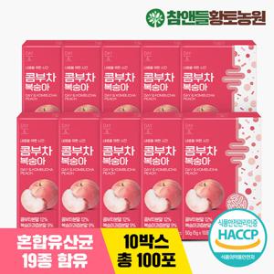 [황토농원]데이앤 콤부차 복숭아 비타민 유산균 분말스틱 10포×10박스(총100포)