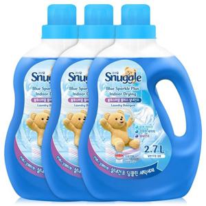 [스너글] 대용량 액체세제 2.7L X 3개 (허거블코튼/블루스파클) 2종 택 1 실내건조 드럼 겸용 강력 세탁