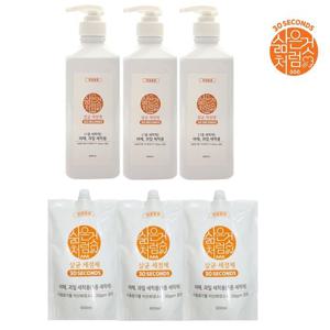 NEW삶은것처럼 1종 살균 주방세정제/살균&세정을 한번에/본품600mlX3개+리필600mlX3개