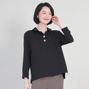 [애비뉴투지]엄마옷 컨버터블 테일러 카라 골드 금단추 여성 봄 가을 쉬폰 긴팔 정장 블라우스 B11351