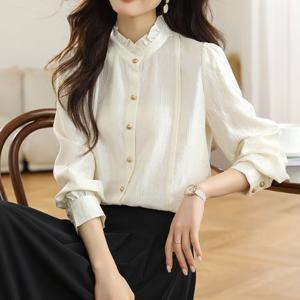 [블랙퀸] 웬디퍼 레이스카라 긴팔블라우스 blk003884