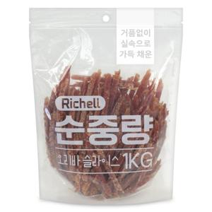 리첼 순중량 강아지간식 1kg, 오리바슬라이스 1kg, 1개