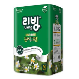 [생활 지금BEST특가] 리빙 퓨어그린 무형광 화장지 3겹 30롤 /두루마리/휴지