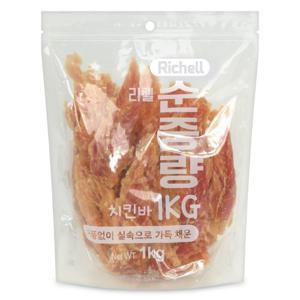 리첼 순중량 강아지간식 1kg, 치킨바 1kg, 1개
