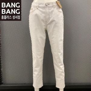 뱅뱅성서 HC04 여성 밴드 테이퍼드 흰색 청바지 봄 허리 밴딩 스판  배기핏