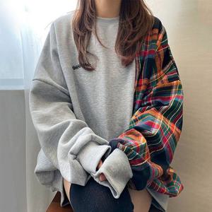 ★봄신상인기폭주★[무드무드] 사르카 체크 배색 맨투맨