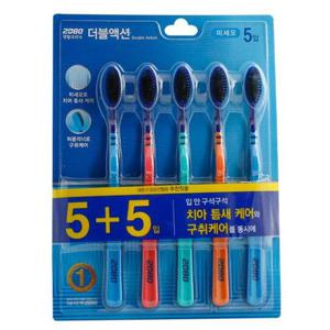 2080 덴탈크리닉 더블액션 미세모 칫솔 10입 (WFG4DYE)