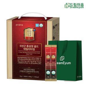 [쇼핑백증정]드림이음 6년근 홍삼정 골드 스틱 데일리타임 10g x 100포 1박스