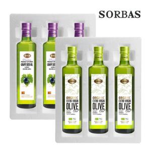 소르바스 (스티로폼포장) 유기농올리브오일 500ml 3병 포도씨유 500ml 3병