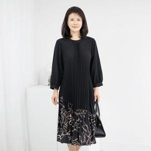 엄마옷 라운드 주름 긴팔원피스 OP515511 중년여성의류/60대/70대/마담/빅사이즈/할머니옷
