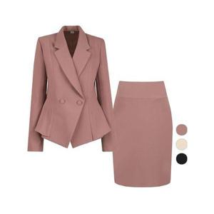 [비비드시크릿가너]SET 여성 로즈 러플날개 정장자켓+정장스커트 세트